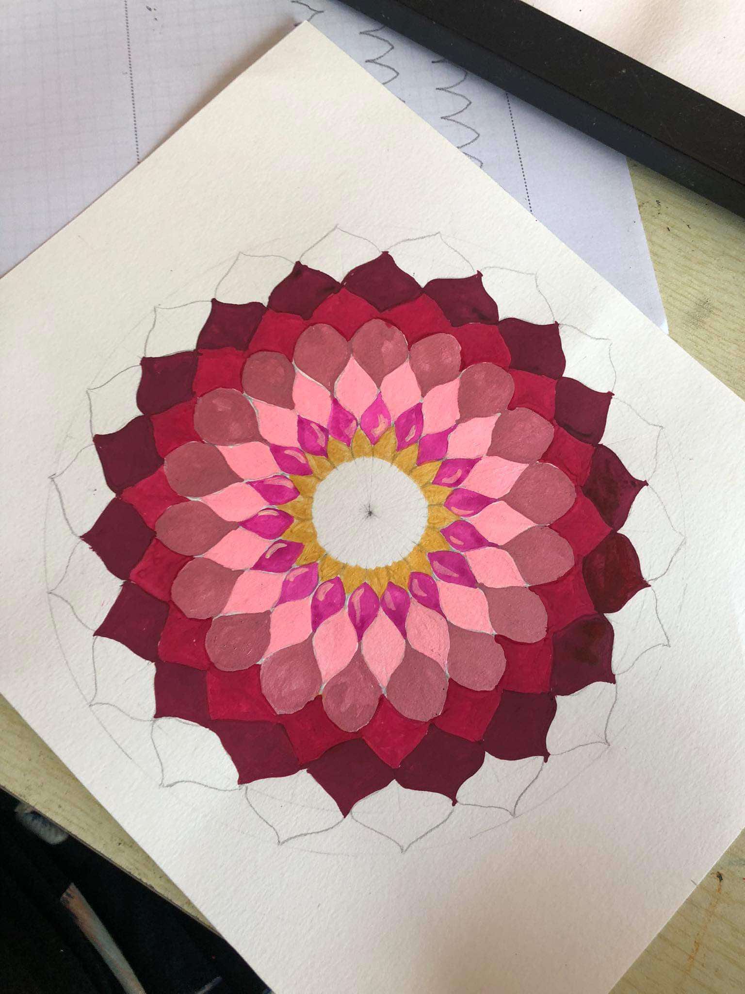 Lotus Mandala Tibetan Watercolor