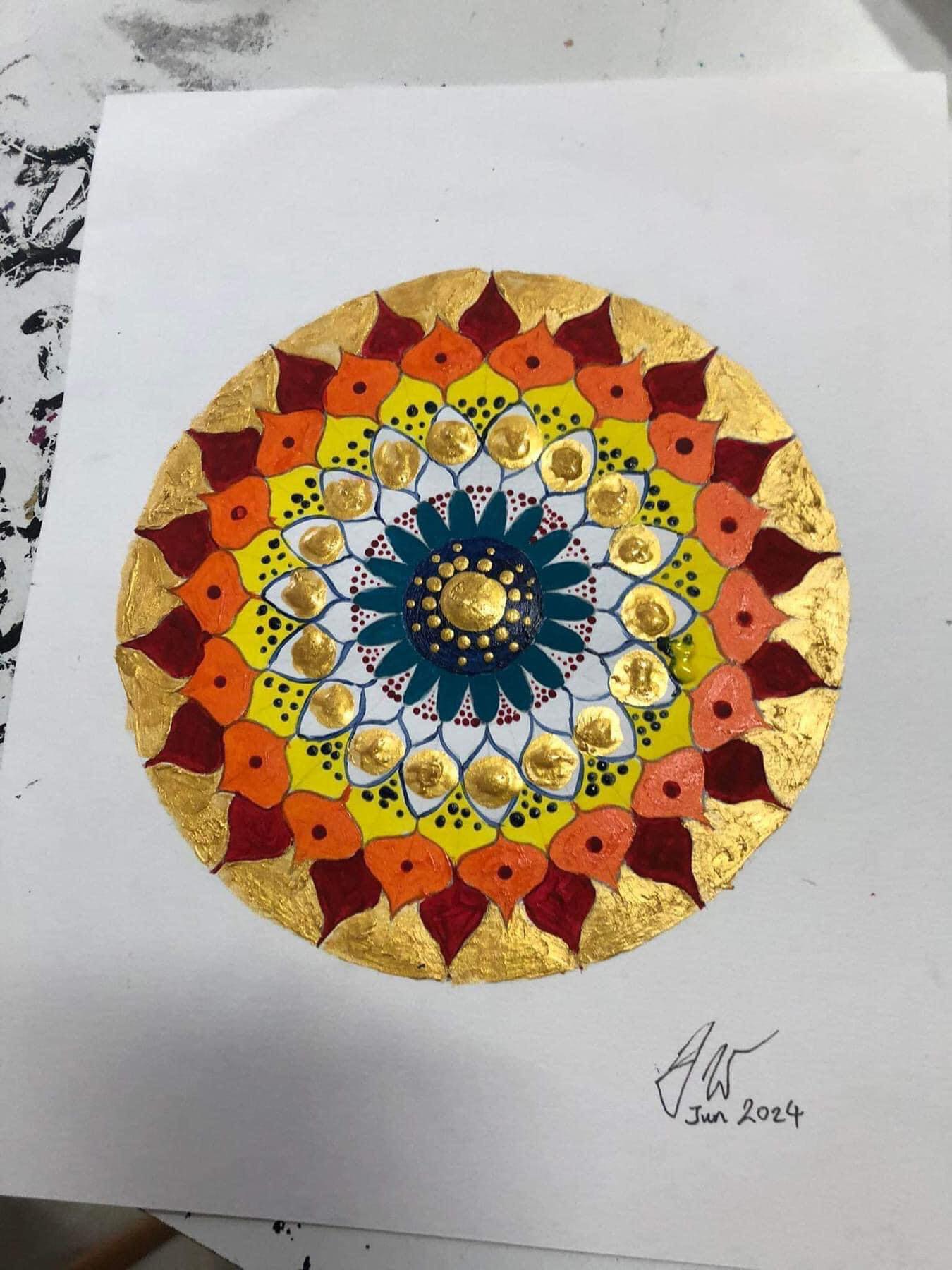 Lotus Mandala Tibetan Watercolor