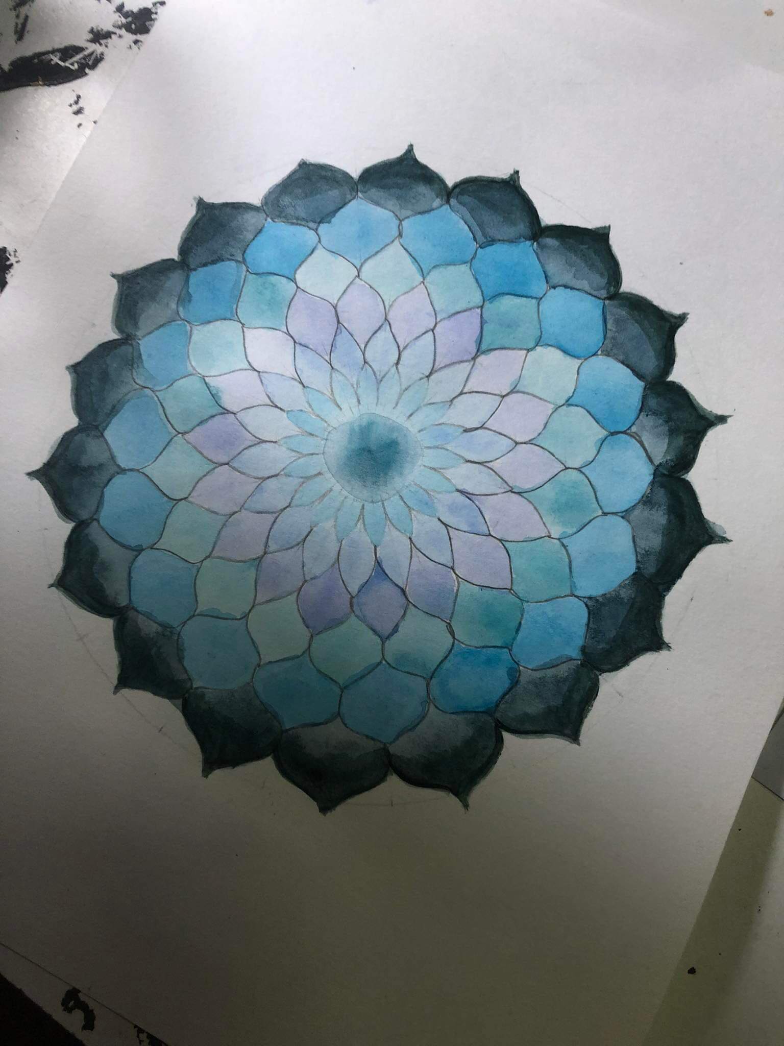 Lotus Mandala Tibetan Watercolor